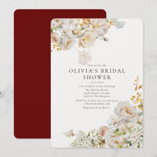 Allure - Witte Rozen & Baby's Breath Vrijgezellenf Kaart (Voorkant / Achterkant)