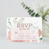 Allurerende Roos  Stusty Pink Floral Waterverf RSVP Kaartje (Staand voorkant)