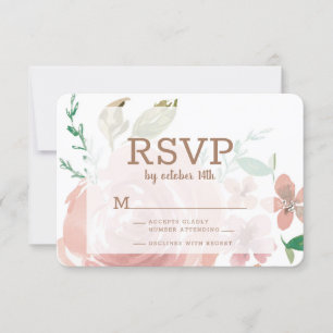 Allurerende Roos  Stusty Pink Floral Waterverf RSVP Kaartje