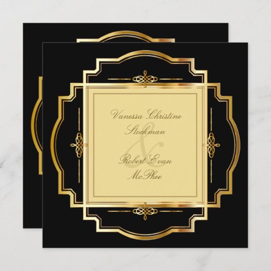 Alluring Gold Lijst huwelijksuitnodiging Kaart (Voorkant / Achterkant)