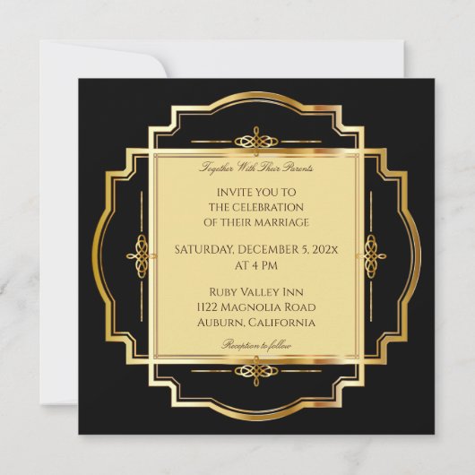 Alluring Gold Lijst huwelijksuitnodiging Kaart (Achterkant)