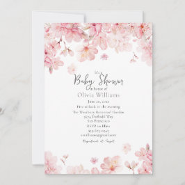 Alluring Pink Cherry Blossom Baby shower Kaart