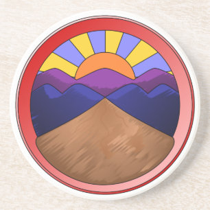 Alluviale ventilator Logo Zandsteen Onderzetter