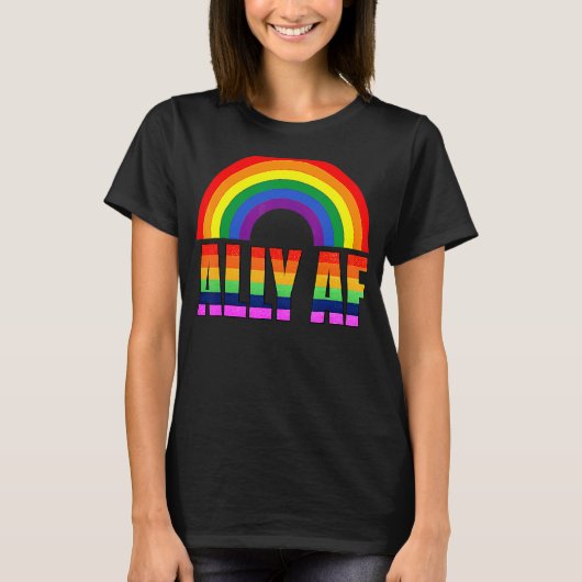 Ally Af Gay Lesbische Pride LGBTQ Gelijkheid Human T-shirt (Voorkant)