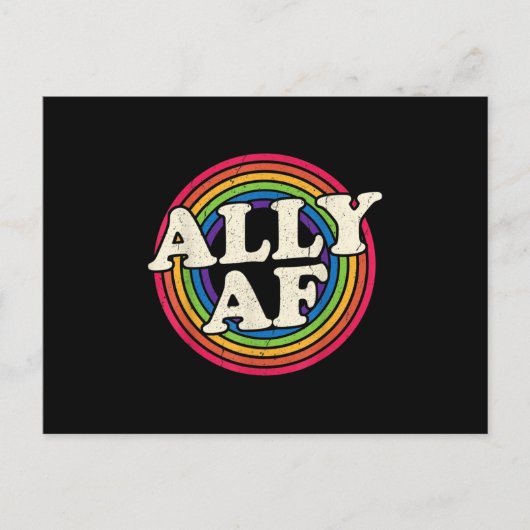 Ally AF - Gay Pride Month - LGBT Rainbow Flag Aankondigingskaart (Voorkant)