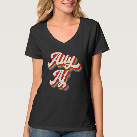 Ally AF - Gay Pride Month Shirt - LGBT Rainbow (Voorkant)