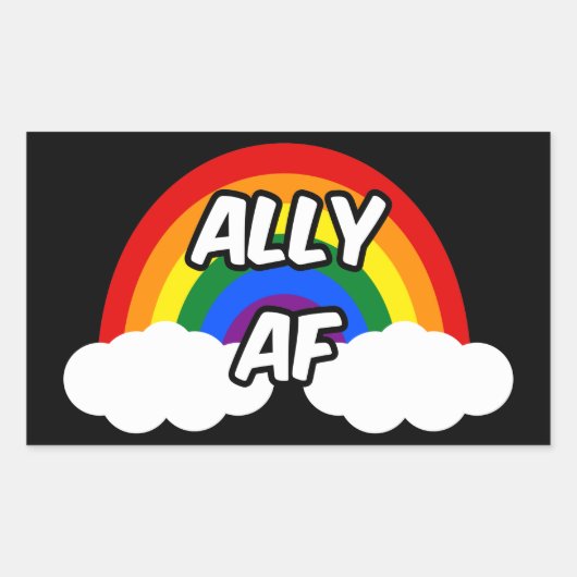 Ally AF I - LGBTQ Flag Gay Trans Queer Pride Rechthoekige Sticker (Voorkant)