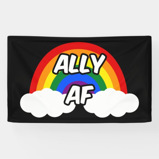 Ally AF I - LGBTQ Flag Gay Trans Queer Pride Spandoek (Horizontaal)