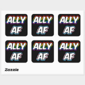 Ally AF II - LGBTQ Flag Gay Trans Queer Pride Vierkante Sticker (Vel)