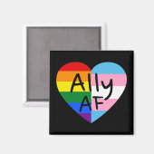 Ally AF III - LGBTQ Flag Gay Trans Queer Pride Magneet (Voorkant / Achterkant)