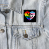 Ally AF III - LGBTQ Flag Gay Trans Queer Pride Vierkante Button 5,1 Cm (In situ)