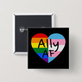 Ally AF III - LGBTQ Flag Gay Trans Queer Pride Vierkante Button 5,1 Cm (Voorkant /achterkant)