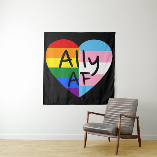 Ally AF III - LGBTQ Flag Gay Trans Queer Pride Wandkleed (In situ)