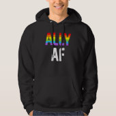 Ally AF LGBTQ Lesbian Gay Pride Support Advocate M Hoodie (Voorkant)