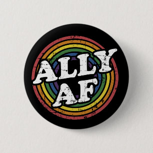 Ally AF-regenboogvlag voor ondersteuning van LGBT  Ronde Button 5,7 Cm