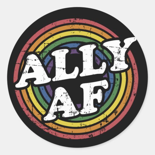 Ally AF-regenboogvlag voor ondersteuning van LGBT  Ronde Sticker (Voorkant)