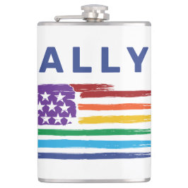 Ally Artistic Rainbow Flag gepersonaliseerd Heupfles