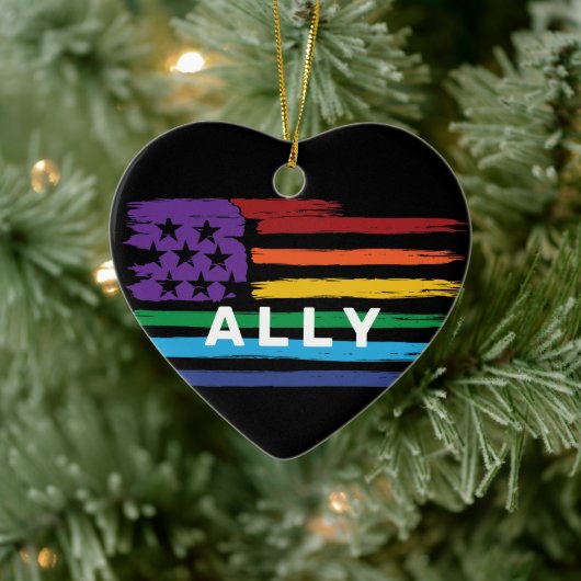 Ally Artistic Rainbow Flag Keramisch Ornament (Boom)