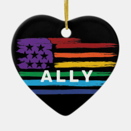 Ally Artistic Rainbow Flag Keramisch Ornament