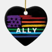 Ally Artistic Rainbow Flag Keramisch Ornament (Achterkant)