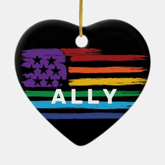 Ally Artistic Rainbow Flag Keramisch Ornament (Achterkant)