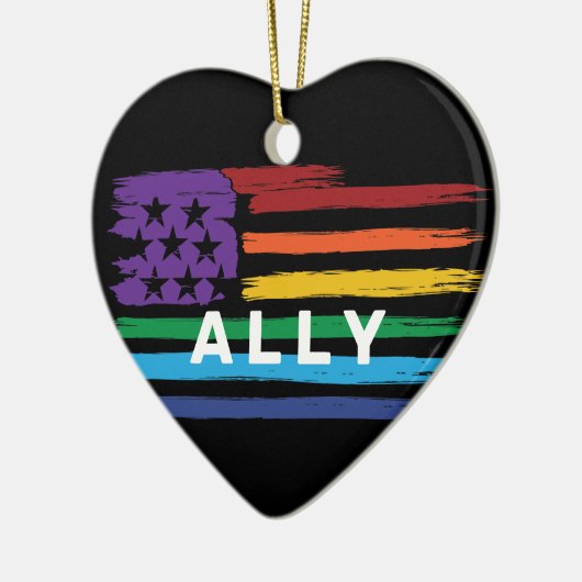 Ally Artistic Rainbow Flag Keramisch Ornament (Links)