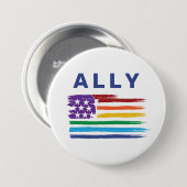 Ally Artistic Rainbow Flag Ronde Button 7,6 Cm (Voorkant /achterkant)