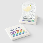 Ally Artistic Rainbow Flag Stenen Onderzetter (Zijkant)
