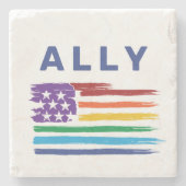Ally Artistic Rainbow Flag Stenen Onderzetter (Voorkant)