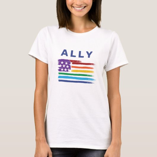 Ally Artistic Rainbow Flag T-Shirt (Voorkant)