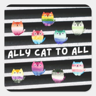 Ally Cat aan allen Vierkante Sticker