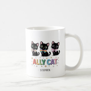 Ally Cat – Black Cat LGBTQ Pride Koffiemok