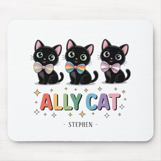 Ally Cat – Black Cat LGBTQ Pride Muismat (Voorkant)