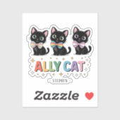Ally Cat – Black Cat LGBTQ Pride Sticker (Vel)