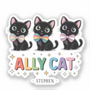 Ally Cat – Black Cat LGBTQ Pride Sticker
