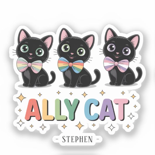 Ally Cat – Black Cat LGBTQ Pride Sticker (Voorkant)