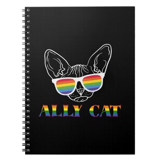 Ally Cat | Cute Cat | Regenboog | Pride Notitieboek (Voorkant)