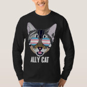 Ally Cat Funny Cat Trans Pride T-shirt (Voorkant)