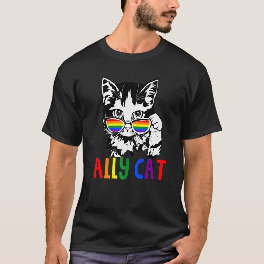 Ally Cat Lgbt Flag Gay Pride Ally Rainbow Mannen W T-shirt (Voorkant)
