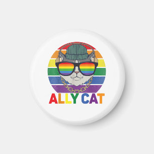 Ally Cat LGBT Gay Rainbow Pride Flag - Ally Cat LG Magneet