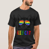 Ally Cat Lgbt Gay Rainbow Pride Flag Boys Man Girl T-shirt (Voorkant)