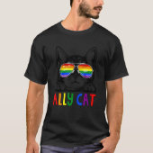 Ally Cat Lgbt Gay Rainbow Pride Flag Boys Man Girl T-shirt (Voorkant)