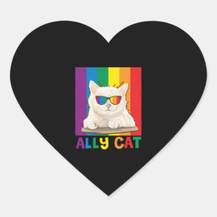 Ally Cat LGBT Gay Rainbow Pride Flag Boys Mannen Hart Sticker