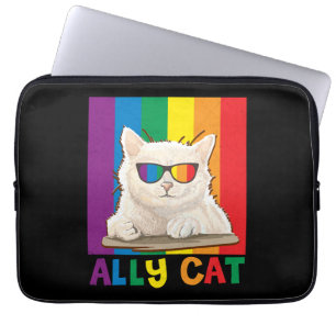 Ally Cat LGBT Gay Rainbow Pride Flag Boys Mannen Laptop Sleeve