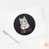 Ally Cat LGBT Gay Rainbow Pride Flag Boys Mannen Ronde Sticker (Envelop)