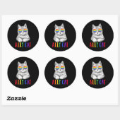 Ally Cat LGBT Gay Rainbow Pride Flag Boys Mannen Ronde Sticker (Vel)