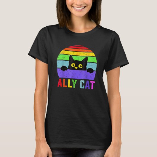 Ally Cat LGBT Gay Rainbow Pride Flag  Cat  1 T-shirt (Voorkant)