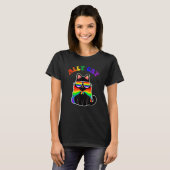 Ally Cat LGBT Gay Rainbow Pride Flag  Cat T-shirt (Voorkant volledig)