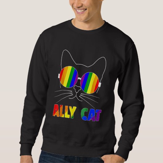Ally Cat LGBT Gay Rainbow Pride Flag Sunflower LGB Trui (Voorkant)