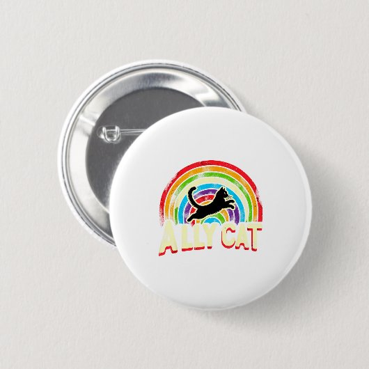 Ally Cat Lgbt Pride Cat  Ronde Button 5,7 Cm (Voorkant /achterkant)